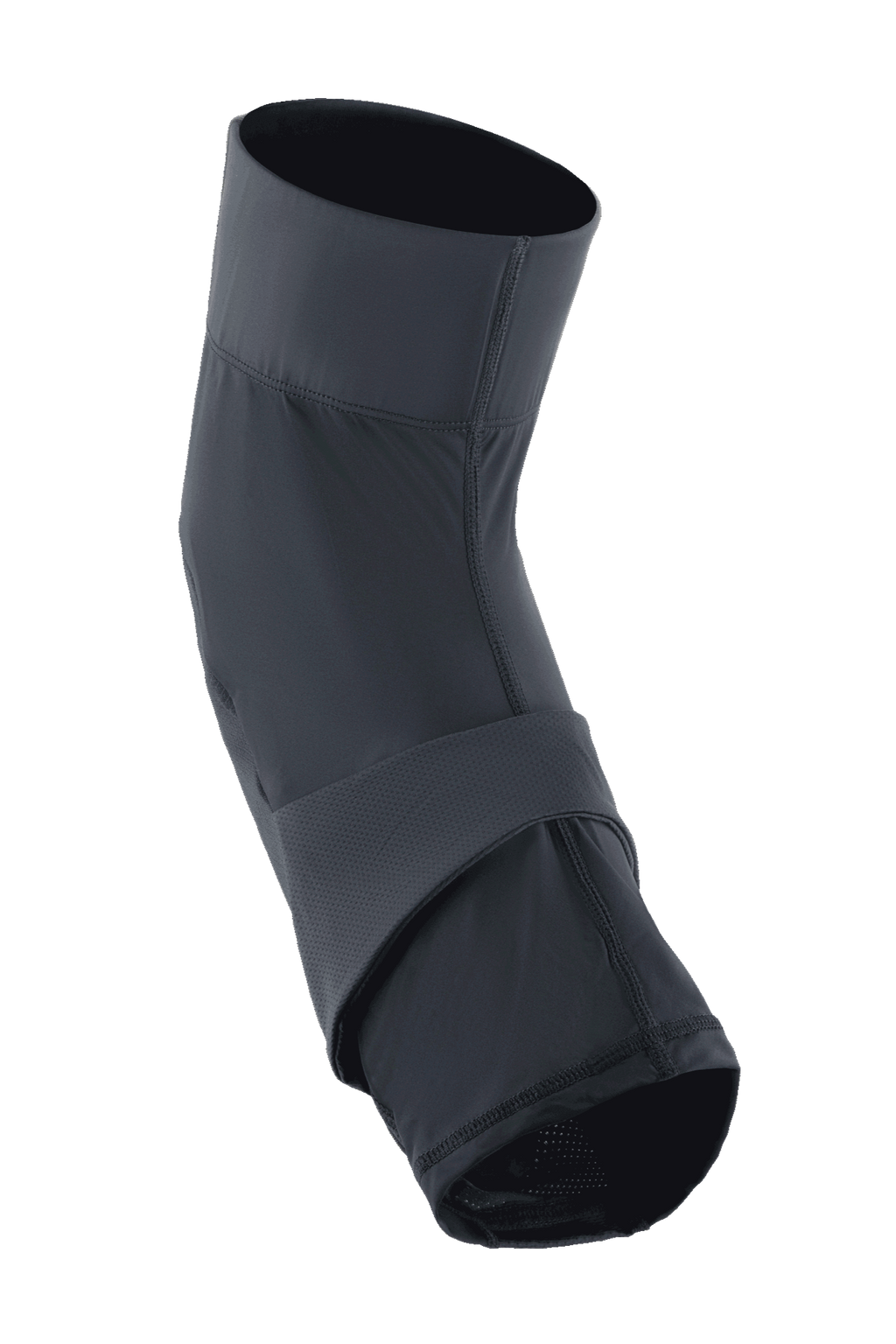 Alpinestars A-Motion Plasma Pro Knee Protector, MTB Knee Guard, Black, slip-on sleeve with pre-curved ergonomic design, features a central compression band and breathable stretch mesh panels.