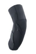 Alpinestars A-Motion Plasma Pro Knee Protector, Black, side profile showing curved ergonomic design, textured front panel with tonal star logo, breathable stretch mesh and ripstop fabrics, lightweight protection for MTB and trail riding