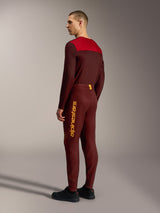 Alpinestars A-Dura Elite Flex Pants in Bordeaux, featuring yellow wordmark branding and durable ripstop MTB fabric.