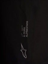 Black A-Dura Ride Liner Shorts featuring Alpinestars branding and logo detail on performance 4-way stretch fabric.