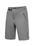 Gray A-Dura Ride MTB Shorts, 4-way stretch cycling gear with ratchet waist closure and zippered pockets.