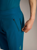 Alpinestars A-Dura Ride Shorts in Blue Green, featuring a zippered side pocket and technical 4-way stretch MTB fabric.