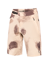 Sand camo A-Dura Ride Shorts featuring a ratchet waist closure, zippered pockets, and durable 4-way stretch MTB fabric.
