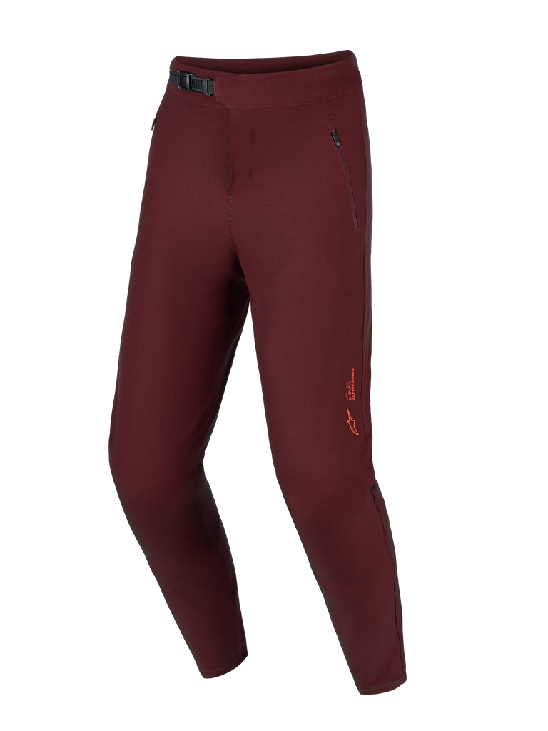 Alpinestars A-Dura Ride Pants, Bordeaux mountain bike pants with ratchet closure and secure zippered side pockets.