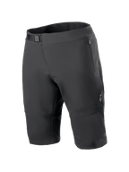 Alpinestars A-Aria Elite Shorts, Mountain Bike Shorts, Black, featuring a magnetic buckle waist closure, zippered pockets, laser-cut ventilation holes, and 4-way stretch fabric for off-road cycling