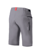 Alpinestars A-Dura Elite Shorts, MTB Cycling Shorts, Dark Gray, rear three-quarter view showing zippered side pockets, hook and loop waist adjusters, and a red accent tab on the waistband, durable 4-way stretch Cordura fabric, regular fit for mountain biking