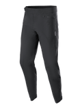 Alpinestars Youth A-Dura Pants, MTB Cycling Pants, Black, featuring two zippered front pockets and a small white Alpinestars logo on the left thigh, tapered leg design, durable stretch textile for youth mountain biking