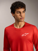 Red A-Dura Air Long Sleeve Jersey with white Astars chest logo, breathable mesh fabric for mountain bike performance.