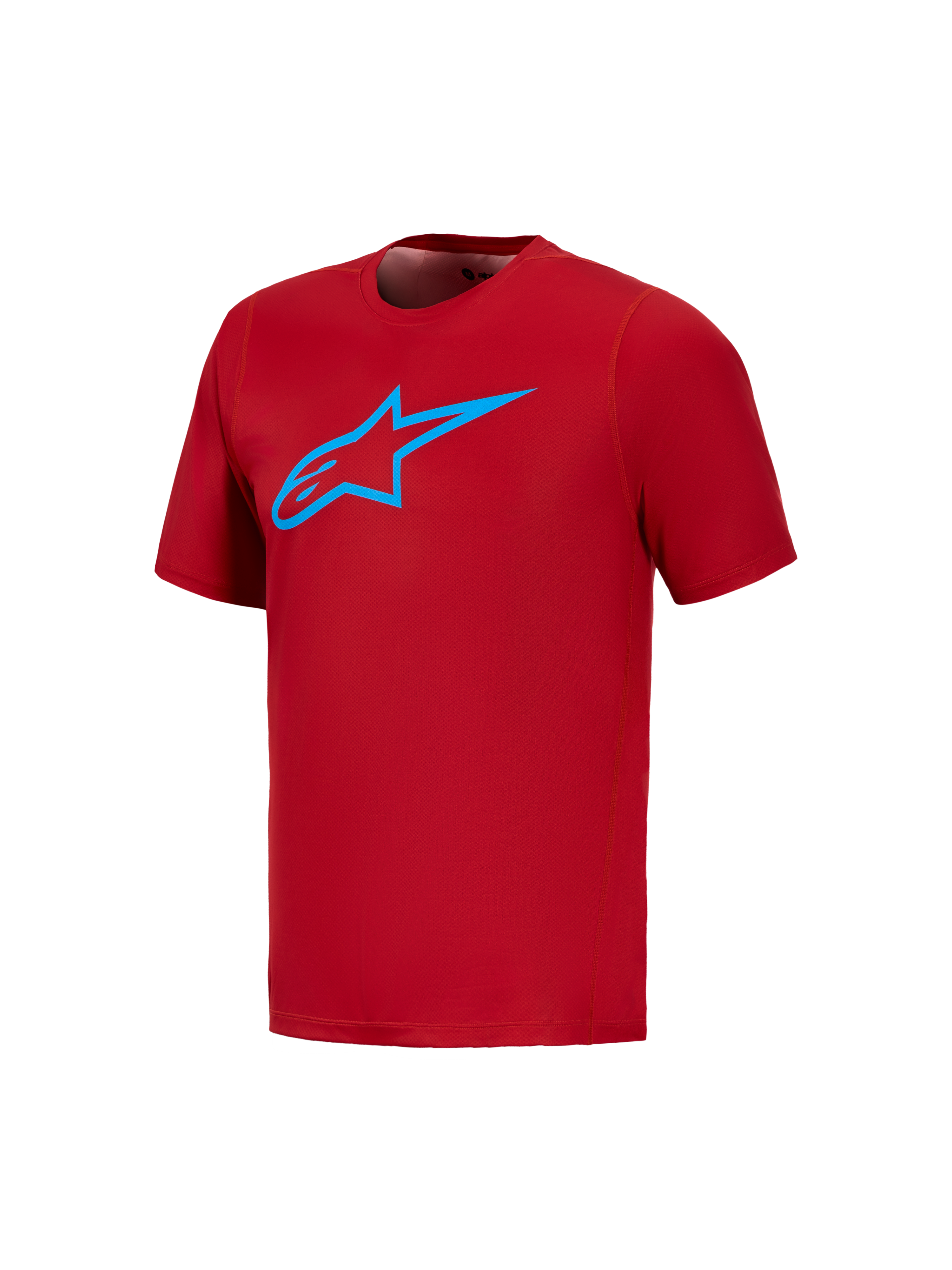 A-Dura Ride Short Sleeve Jersey in red, featuring a vibrant blue Astars logo on the chest for MTB performance.