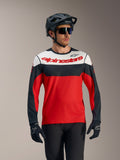 A-Dura Race Long Sleeve Jersey in red, black, and white, featuring a bold Alpinestars logo, designed for MTB performance.
