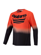 Alpinestars A-Dura ASTARS Jersey 2.0, long sleeve orange and black MTB jersey featuring a gradient fade and chest logo.