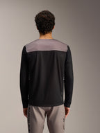 Alpinestars A-Dura Elite Jersey 2.0, black long sleeve MTB jersey with grey shoulder panel and technical performance fit.