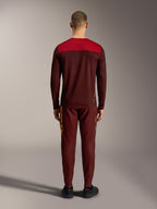 Bordeaux A-Dura Elite Long Sleeve Jersey 2.0, rear view of technical MTB apparel with a contrasting red shoulder panel.