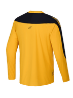 Alpinestars Limited Edition A-Supra Melt Gold Jersey, Long Sleeve MTB Jersey, Men's Cycling Activewear, Dark Yellow, micro-perforated polyester with stretch panels