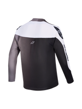 A-Supra Elite Jersey back view, Faded Gray gradient, long-sleeve MTB racing top with signature Alpinestars branding.