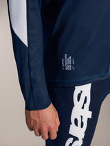 Alpinestars A-Supra Elite Jersey in Faded Bright Blue, showing the slogan and micro-perforated MTB performance fabric.