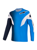 Alpinestars A-Supra Elite Jersey in Faded Bright Blue, long-sleeve MTB racing top with white graphics and Astars logo.