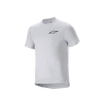 Alpinestars A-Aria Astar Jersey, Short Sleeve Cycling Jersey, White Dove, featuring a small black Alpinestars logo on the chest, performance fit with a dropped tail for MTB riding