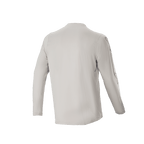 Alpinestars A-Dura Switch Long Sleeve Jersey, Light Gray, back view showing long sleeves and drop tail design, lightweight moisture-wicking jacquard fabric for mountain biking