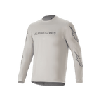 Alpinestars A-Dura Switch Long Sleeve Jersey, Light Gray mountain bike jersey, featuring chest wordmark and sleeve star logos, performance cycling apparel for trail riding