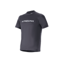 Alpinestars A-Dura Switch Short Sleeve Jersey, Black, featuring white Alpinestars wordmark graphic on the chest, lightweight moisture-wicking jacquard fabric, casual performance apparel for mountain biking