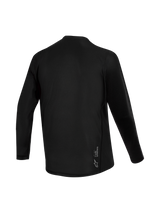 Black Stella A-Dura Ride Long Sleeve Jersey for women, back view showing jacquard texture and Alpinestars logo branding.