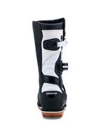 Alpinestars Tech-T Boots, Trials Riding Boots, Black and White, CE Certified leather construction with gum sole, back view.