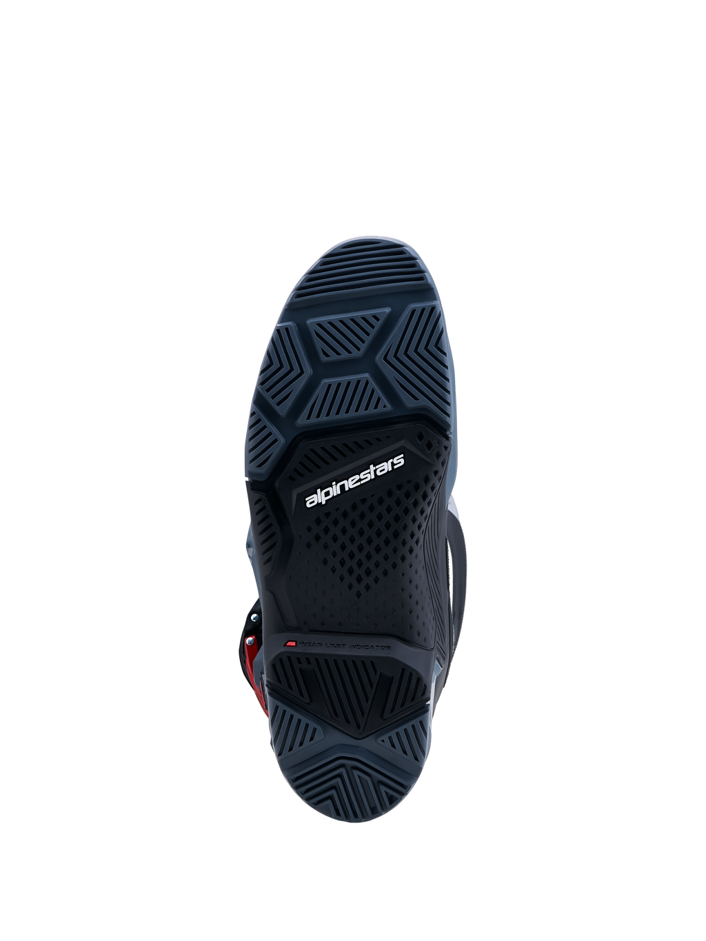 Alpinestars Tech 7 Enduro Drystar Boots, dark gray high-grip rubber sole with wear limit indicator for enduro racing.