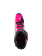 Alpinestars Tech 7 Boots, Motocross Boots, Diva Pink and Black, top-down view looking into the interior lining, showing the pink TPU outer shell and buckle detail, engineered for off-road performance