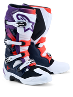 Alpinestars Tech 7 Boots, Men's Motocross Boots, Purple, White, Dark Blue and Red Fluo, CE Certified with TPU protection.