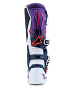 Alpinestars Tech 7 Boots, rear view of Purple and White Men's Motocross Boots with Red Fluo accents and TPU protection.