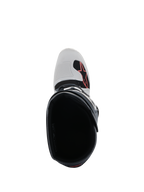 Alpinestars Tech 7 Enduro Boots, Light Gray Dark Gray Bright Red, Top-down view looking into the boot, showing the toe with red Alpinestars logo and textured shift pad, professional enduro and off-road footwear