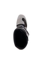 Alpinestars Tech 7 Enduro Drystar® Boots, Gray Sand, top-down view looking into the boot opening and at the reinforced toe, featuring black accents and the Alpinestars logo, waterproof off-road motorcycle footwear