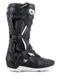 Alpinestars Tech 3 Enduro Waterproof Boots, profile view, Black and White, features triple buckle closure system, reinforced TPU protection panels, rugged white sole, "Tech 3" and "Waterproof" branding, durable off-road and adventure motorcycle footwear