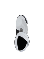 Alpinestars Supertech R Vented Boots, Motorcycle Racing Boots, White Mid Gray and Black, top-down bird's-eye view looking into the boot opening, featuring perforated microfiber construction and sleek racing design
