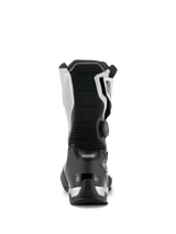 Alpinestars SP-X BOA® Boots, Black and Silver, rear view of mid-height sport touring motorcycle boot, featuring a black TPU heel counter, silver side panels, and side BOA Fit System dial, sleek and protective design