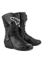 Alpinestars Stella SMX-6 V3 Boots, Women's Performance Motorcycle Boots, Black and White, featuring microfiber construction, TPU shin and ankle protection, and mesh flex zones for track and street riding