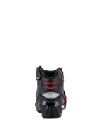 Alpinestars SMX-1 R V2 Vented Boots, low-cut motorcycle riding boots, Black and Red, rear view showing the TPU heel counter and red mesh flex zones, performance footwear for road and sport riding