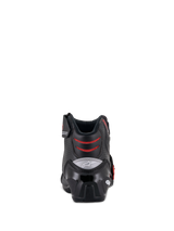 Alpinestars SMX-1 R V2 Vented Boots, low-cut motorcycle riding boots, Black and Red, rear view showing the TPU heel counter and red mesh flex zones, performance footwear for road and sport riding