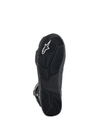 Alpinestars SP-X BOA® Drystar® Boots, Motorcycle Boots, Bottom view of black rubber sole, featuring textured grip patterns, white Astar logo, and embossed branding for traction and stability