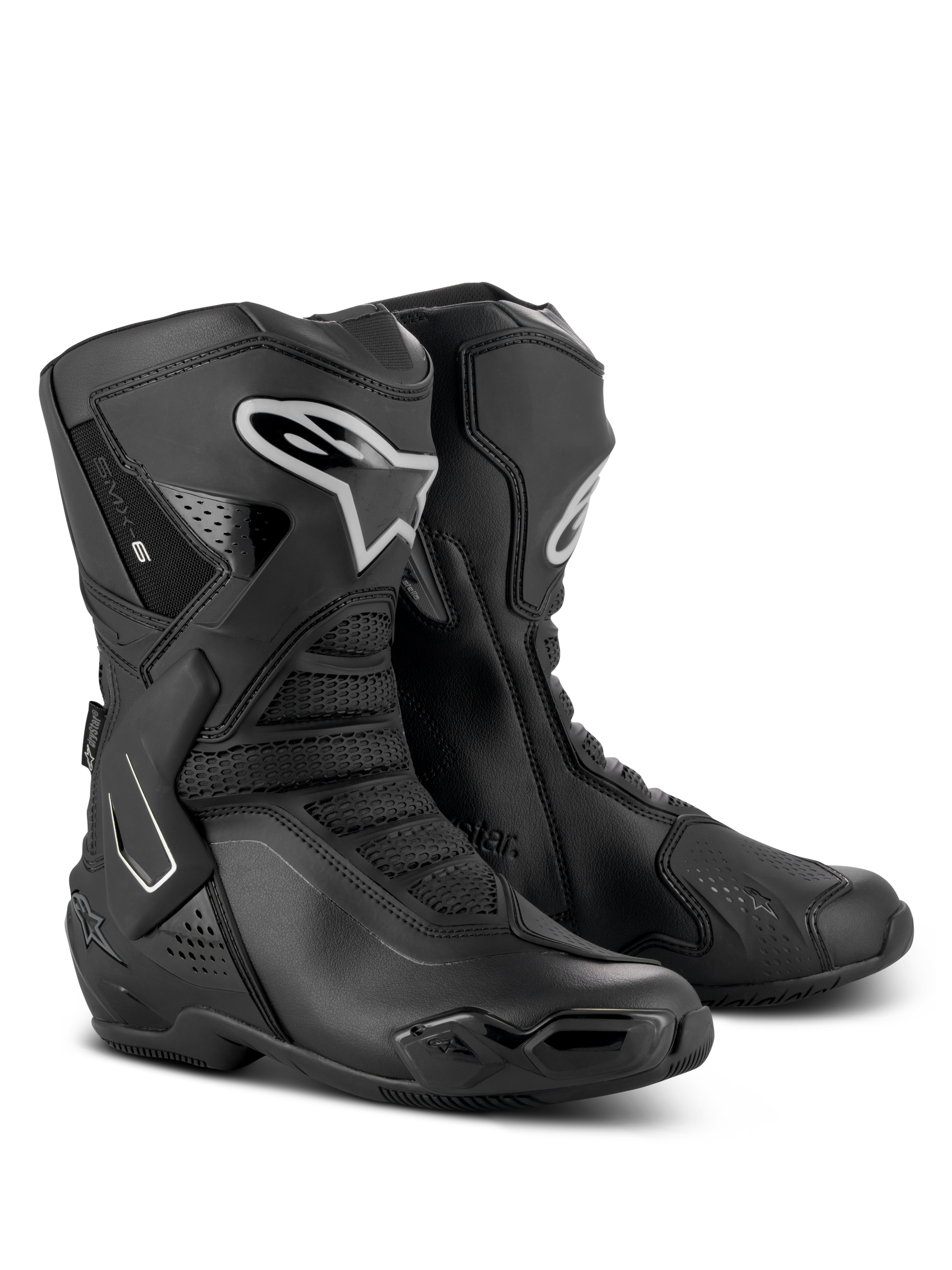 Alpinestars Stella SMX-6 V3 Drystar Boots, Women’s Performance Riding Boots, Black and Silver, waterproof microfiber upper with TPU protection, race-derived design for track and street