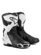Alpinestars Stella SMX-6 V3 Drystar® Boots, Women's Performance Riding Boots, White and Black, featuring protective TPU shin plates, lateral ankle braces, and integrated sliders, sporty design with bold Alpinestars logo and mesh accents