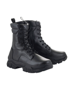 Alpinestars Ava Women Boots, Urban Motorcycle Boots, Black, full-grain leather construction, chunky elevated rubber sole, lace-up front with side zipper, rugged utilitarian style