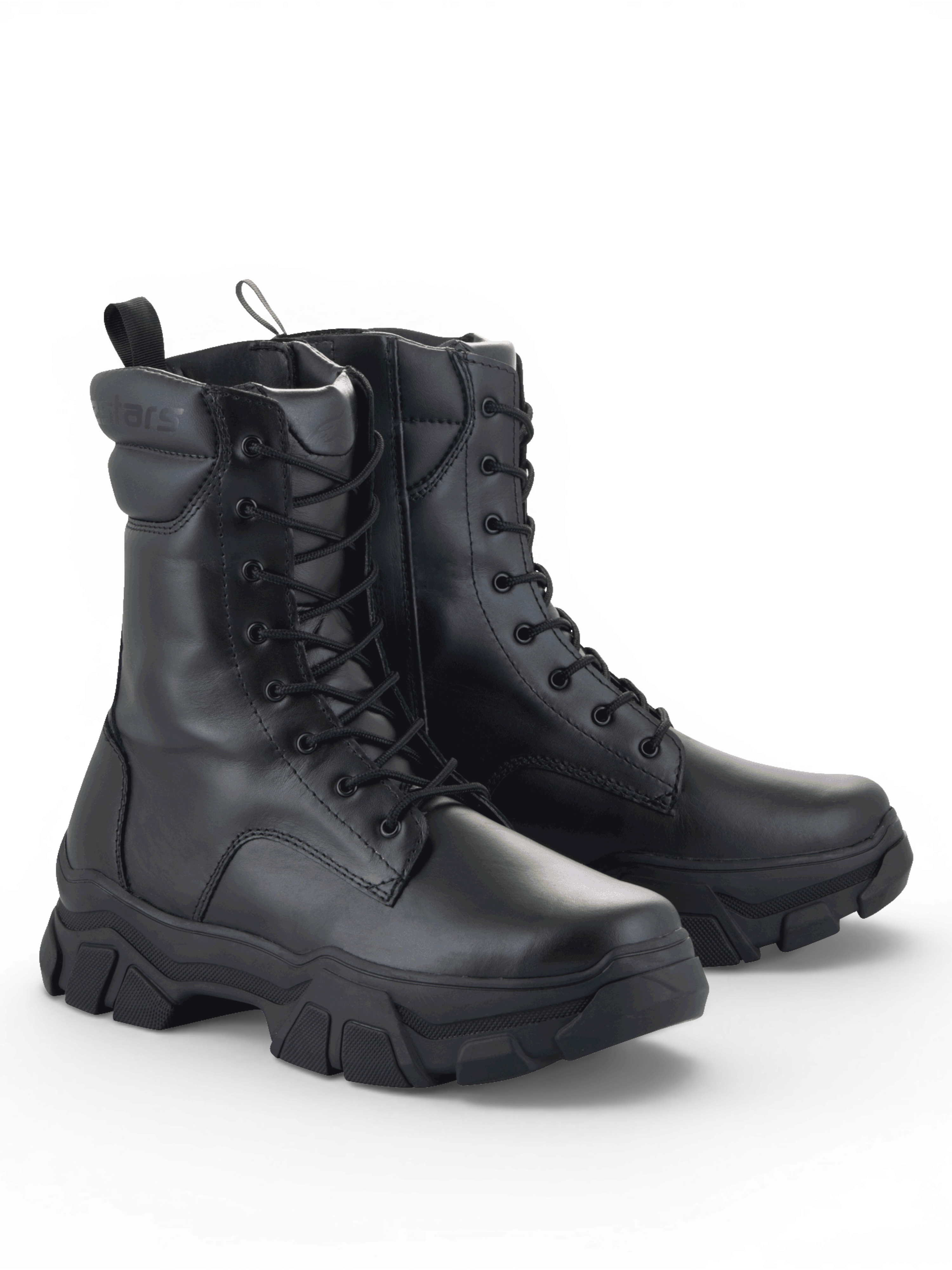 Alpinestars Ava Women's Boots, black full-grain leather urban motorcycle boots with chunky soles, CE certified.