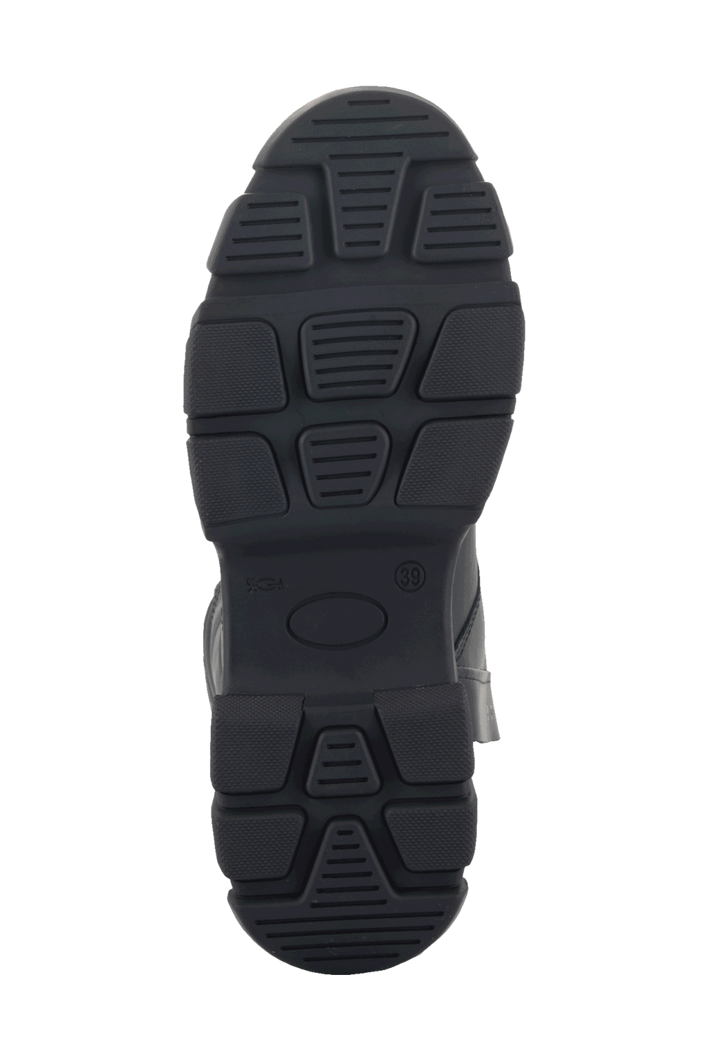 Alpinestars Ava Women's Boots, Black, bottom view showing the chunky rugged rubber sole with textured tread pattern for grip, urban motorcycle footwear design