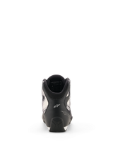 Alpinestars Celer Superair Shoes, Motorcycle Riding Shoes, Black and White, rear view showing the heel with white Astar logo, perforated accents, and textured sole design