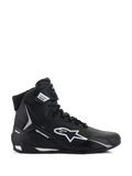 Alpinestars Stella Faster-4 Shoes, Women's Motorcycle Riding Shoes, Black and White, High-top design featuring Astars logo and ankle strap, Lateral side profile view