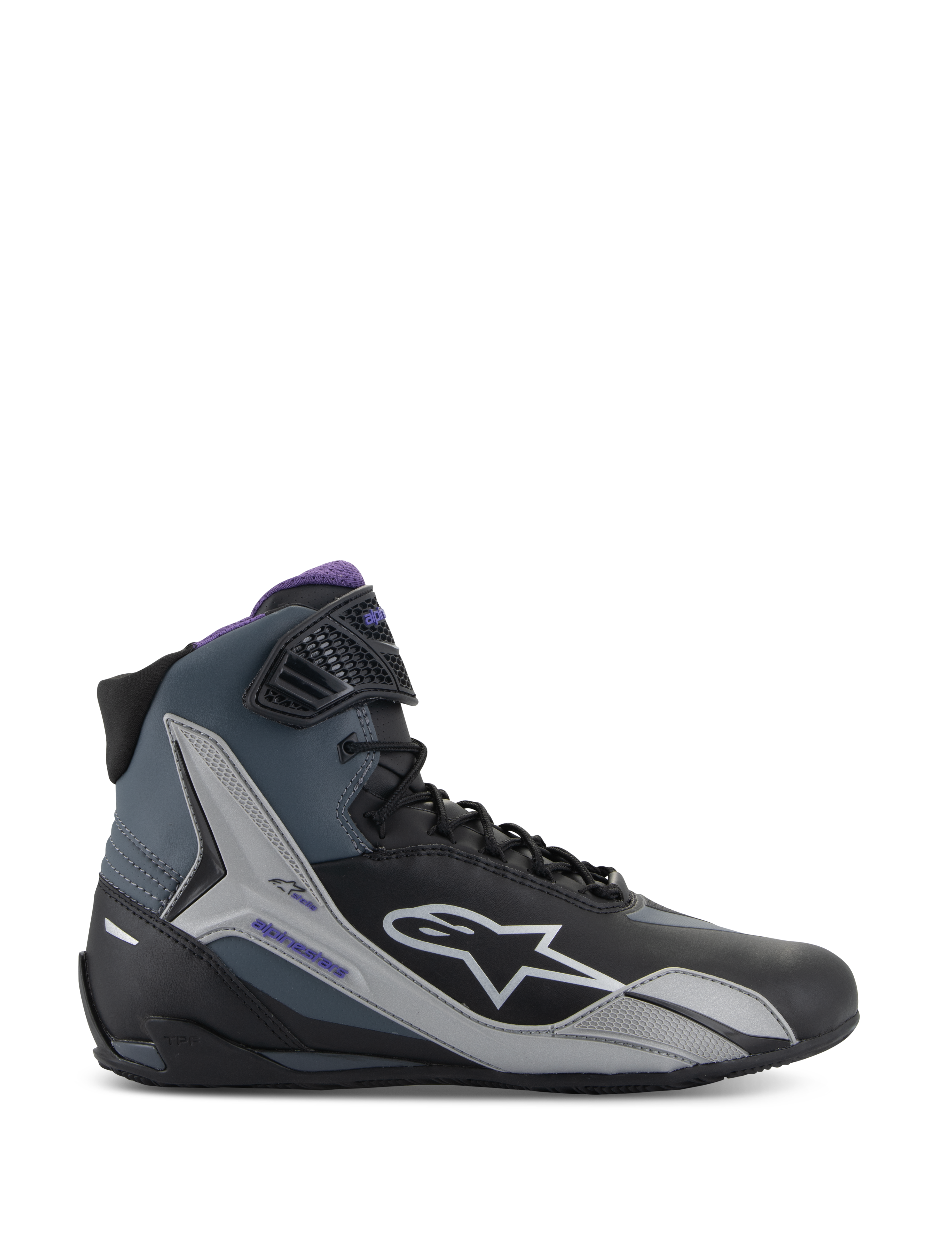 Alpinestars Stella Faster-4 Shoes, Women's Road Riding Shoes, Black and Violet, protective microfiber construction.