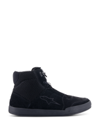 Alpinestars Chrome Air Shoe, Urban Motorcycle Riding Shoes, Black on Black, side view featuring split suede and mesh upper, high-top sneaker silhouette, casual protective footwear for road use