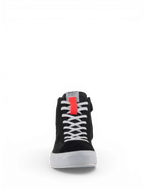 Alpinestars Stella Stated Podium Shoes, Women's Urban Motorcycle Riding Shoes, Black and White with Red, Retro Skate Sneaker.